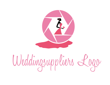 bride in long dress in shutter photography logo