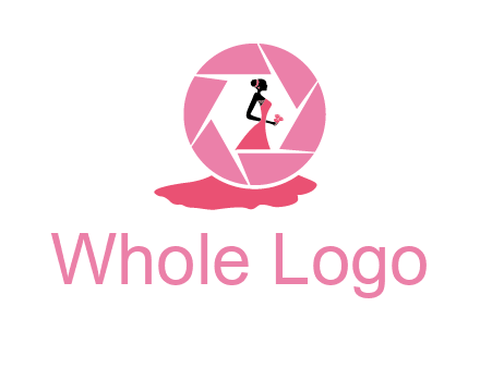 bride in long dress in shutter photography logo