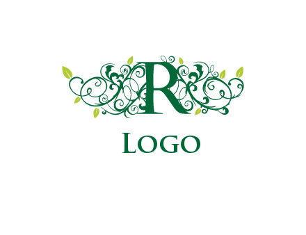 elegant letter R with ornaments logo