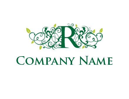 elegant letter R with ornaments logo