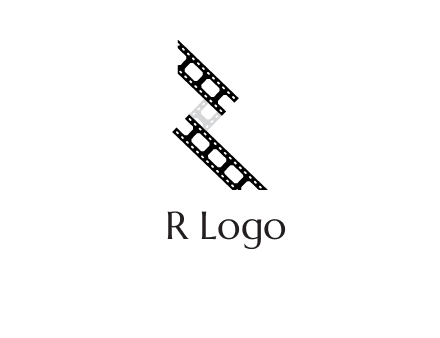 Letter R made of film reel logo