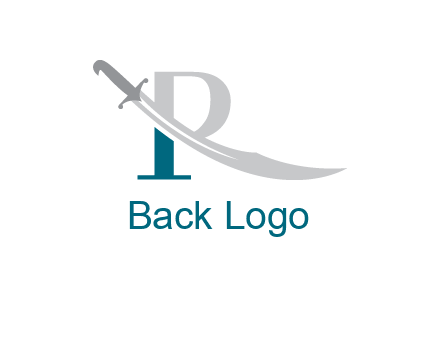 sword incorporated with letter R logo