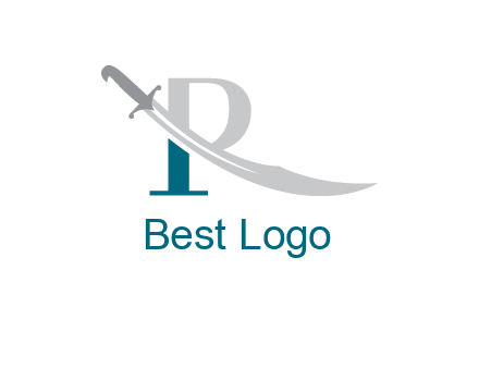 sword incorporated with letter R logo