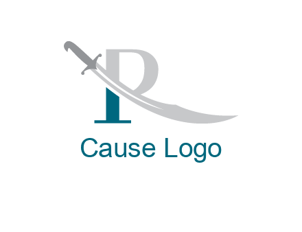sword incorporated with letter R logo