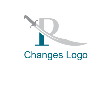 sword incorporated with letter R logo