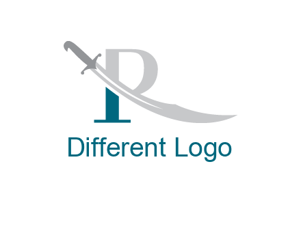sword incorporated with letter R logo