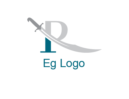 sword incorporated with letter R logo