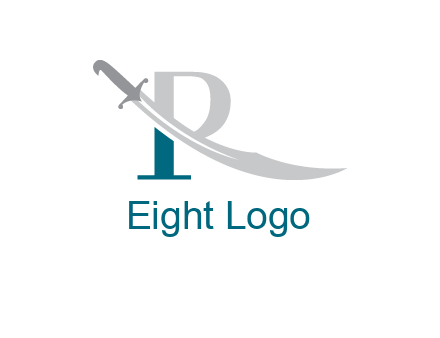 sword incorporated with letter R logo