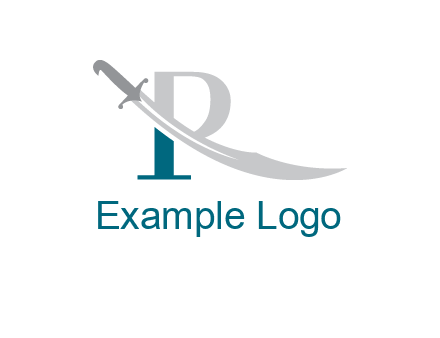 sword incorporated with letter R logo