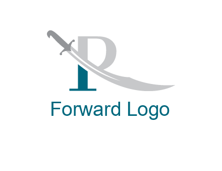 sword incorporated with letter R logo