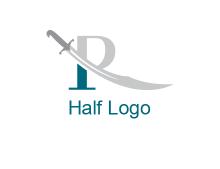 sword incorporated with letter R logo