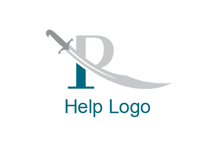 sword incorporated with letter R logo