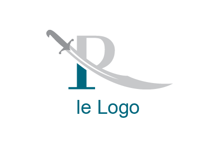 sword incorporated with letter R logo