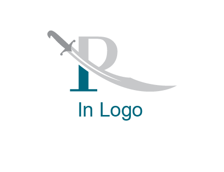 sword incorporated with letter R logo
