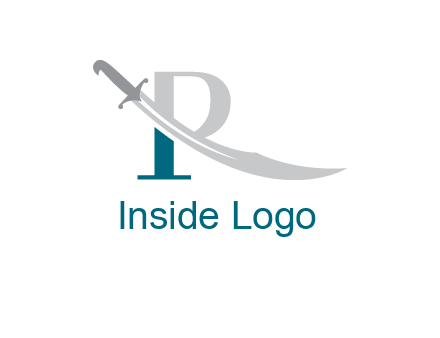 sword incorporated with letter R logo