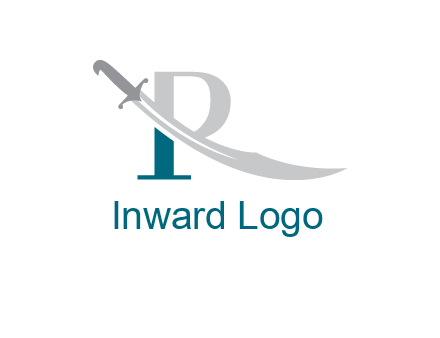 sword incorporated with letter R logo