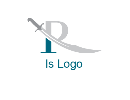 sword incorporated with letter R logo