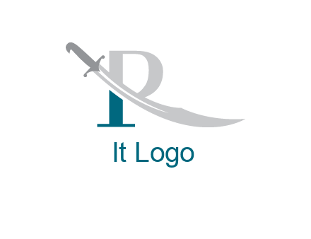 sword incorporated with letter R logo