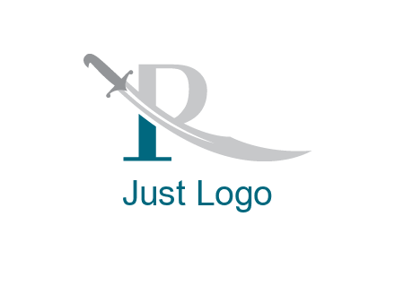 sword incorporated with letter R logo
