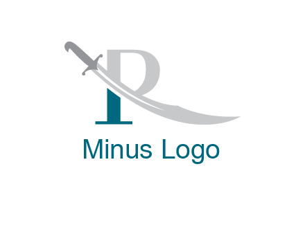 sword incorporated with letter R logo