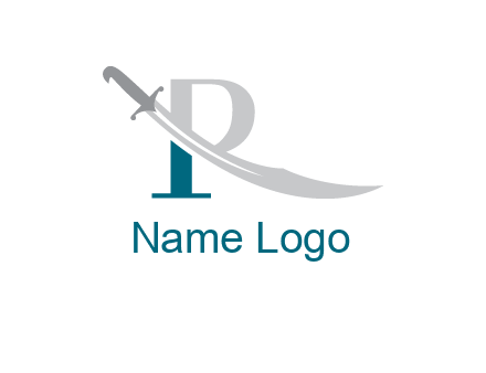 sword incorporated with letter R logo