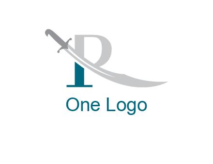sword incorporated with letter R logo