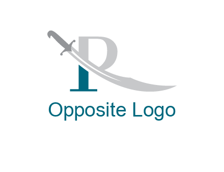 sword incorporated with letter R logo