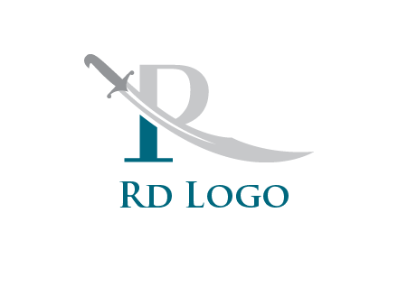 sword incorporated with letter R logo