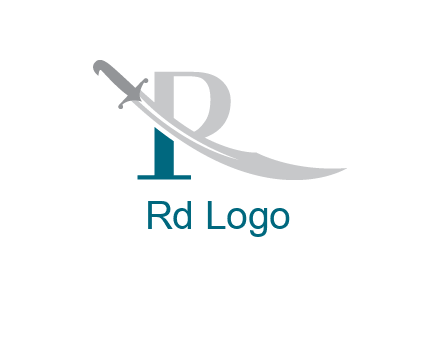 sword incorporated with letter R logo