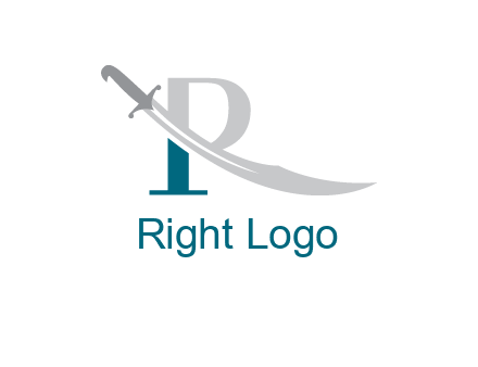 sword incorporated with letter R logo