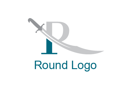 sword incorporated with letter R logo