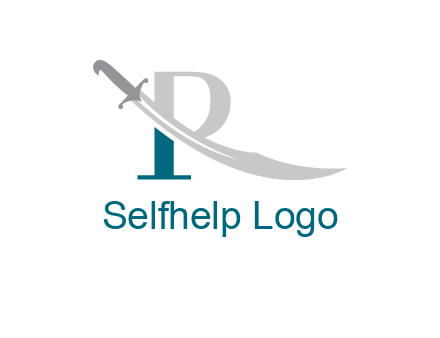 sword incorporated with letter R logo