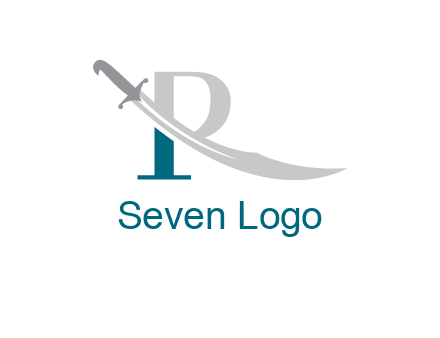 sword incorporated with letter R logo