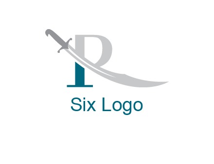 sword incorporated with letter R logo