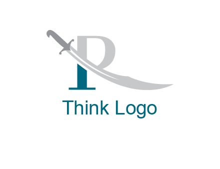 sword incorporated with letter R logo