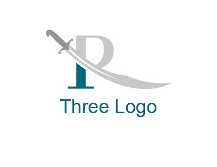 sword incorporated with letter R logo