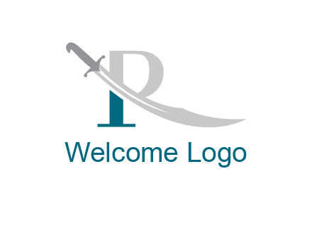 sword incorporated with letter R logo