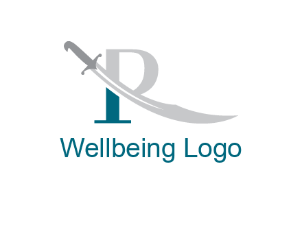 sword incorporated with letter R logo