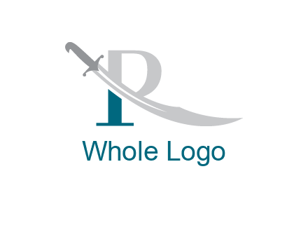 sword incorporated with letter R logo