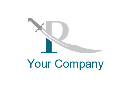 sword incorporated with letter R logo