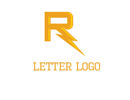 Letter R incorporate with thunder icon logo