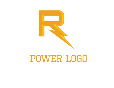 Letter R incorporate with thunder icon logo