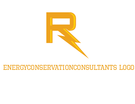 Letter R incorporate with thunder icon logo
