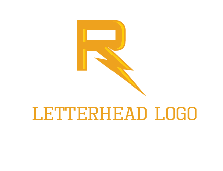 Letter R incorporate with thunder icon logo