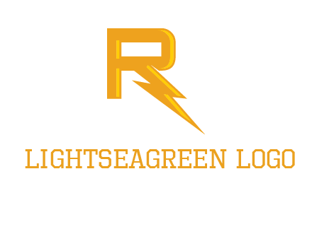 Letter R incorporate with thunder icon logo