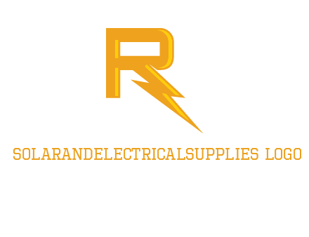 Letter R incorporate with thunder icon logo