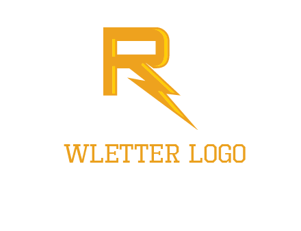 Letter R incorporate with thunder icon logo