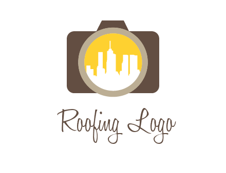 skyscrapers in camera lens photography logo