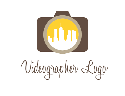 skyscrapers in camera lens photography logo