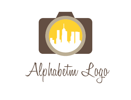 skyscrapers in camera lens photography logo